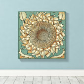 Toile Fleur de tournesol sur Arrière - plan bleu-vert (Insitu (Plancher de Bois))