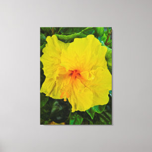 Toile Fleur d'Hibiscus Jaune Vibrant