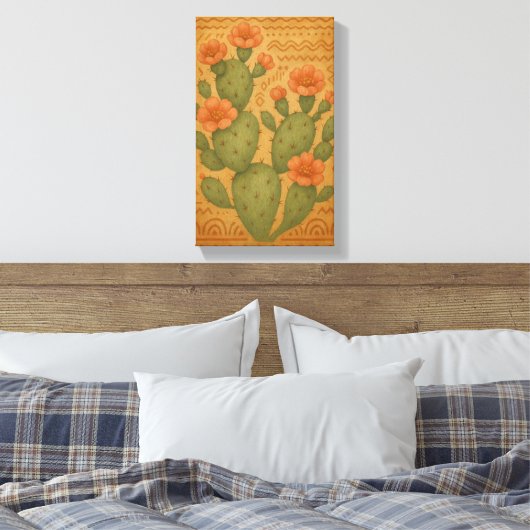 Toile Fleur du désert - Cactus Boho Canvas (Insitu(Chambre))