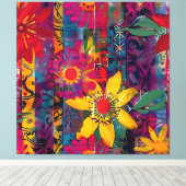 Toile Fleur éclosion urbaine – Explosion de fleurs de gr (Insitu (Plancher de Bois))