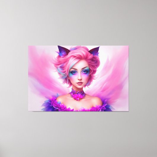 Toile Fleur Fée Rose Bleu Fille Jolie Cool élégant (Recto)