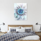 Toile Fleur fractale moderne abstraite avec du bleu (Insitu(Chambre))