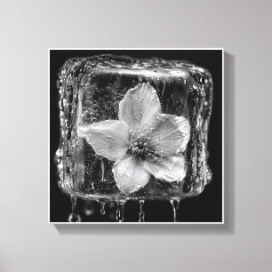 Toile Fleur gelée fondant la glace