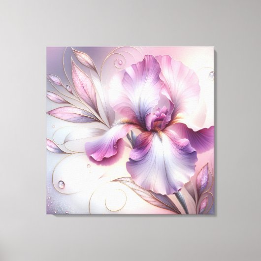 Toile Fleur Iris Avec Étapes Or (Recto)