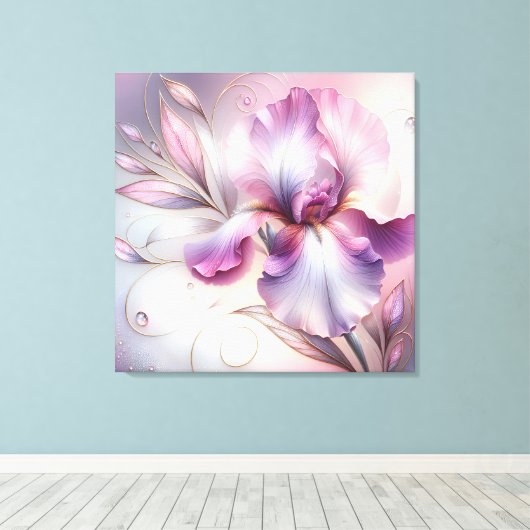 Toile Fleur Iris Avec Étapes Or (Insitu (Plancher de Bois))