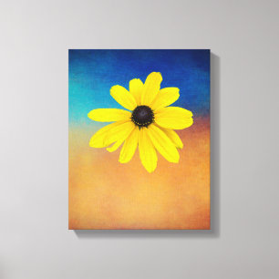 Toile Fleur jaune joyeux collage photo avec bleu