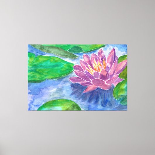Toile Fleur Lotus et Plantes verts (Recto)
