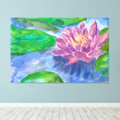 Toile Fleur Lotus et Plantes verts (Insitu (Plancher de Bois))