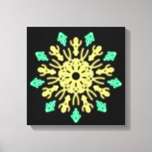 Toile Fleur néon jaune et verte (Recto)