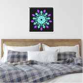 Toile Fleur néon turquoise et violet (Insitu(Chambre))