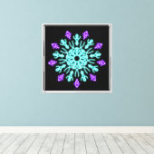 Toile Fleur néon turquoise et violet (Insitu (Plancher de Bois))