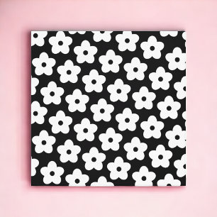 Toile Fleur noir et blanc motif Y2K