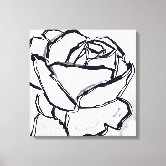 Toile Fleur noire blanche Rose Art Abstrait minimaliste (Recto)