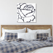 Toile Fleur noire blanche Rose Art Abstrait minimaliste (Insitu(Chambre))