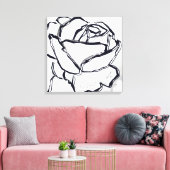 Toile Fleur noire blanche Rose Art Abstrait minimaliste (Insitu(Salon))