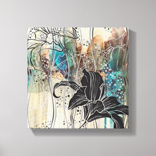 Toile "Fleur noire éclatante" 10 pouces x10" (Recto)