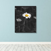 Toile Fleur noire et blanche de marguerite jaune (Insitu (Plancher de Bois))