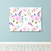 Toile Fleur rose aquarelle sans couture (Insitu (Plancher de Bois))