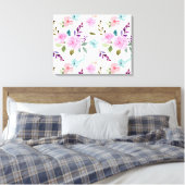 Toile Fleur rose aquarelle sans couture (Insitu(Chambre))