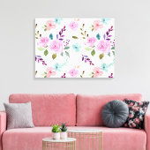 Toile Fleur rose aquarelle sans couture (Insitu(Salon))