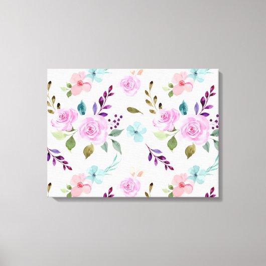 Toile Fleur rose aquarelle sans couture (Recto)