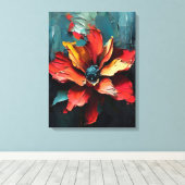 Toile Fleur rouge frappante en Abstrait (Insitu (Plancher de Bois))
