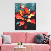 Toile Fleur rouge frappante en Abstrait (Insitu(Salon))