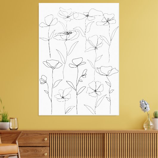 Toile Fleur sauvage de pavot noir et blanc minimal flora (Insitu(Salon))