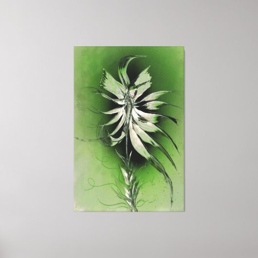 Toile Fleur sereine sur vert (Recto)