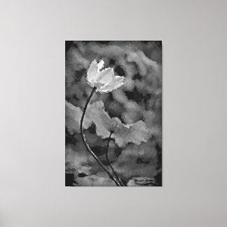 Toile Fleur solitaire noir et blanc