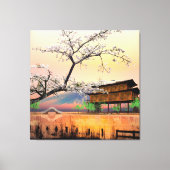 Toile Fleur Tranquille : Coucher de soleil sur une maiso (Recto)