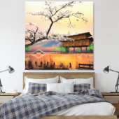 Toile Fleur Tranquille : Coucher de soleil sur une maiso (Insitu(Chambre))
