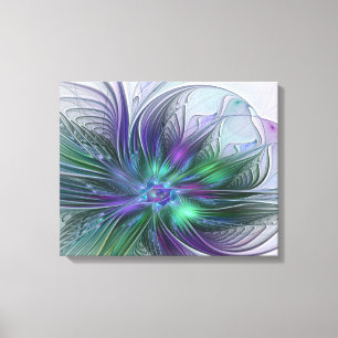 Toile Fleur vert violet Art Abstrait moderne Fractal