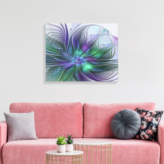 Toile Fleur vert violet Art Abstrait moderne Fractal (Insitu(Salon))