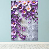 Toile Fleurie Moderne Violette et Grise (Insitu (Plancher de Bois))