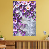 Toile Fleurie Moderne Violette et Grise (Insitu(Salon))