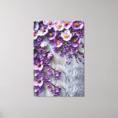 Toile Fleurie Moderne Violette et Grise (Recto)