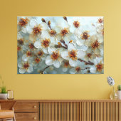 Toile Fleurs Blanches et Crème avec Centres Orange – Abs (Insitu(Salon))