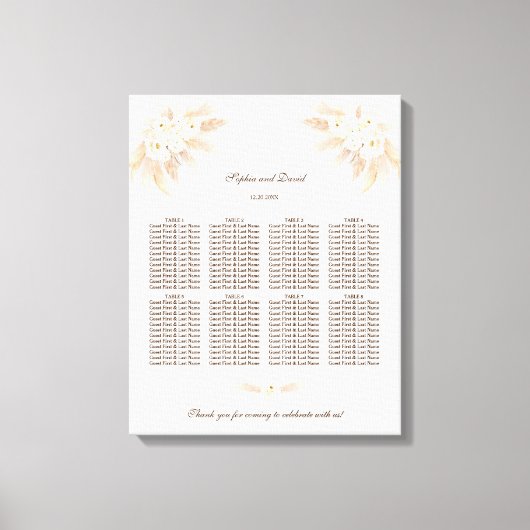 Toile Fleurs blanches Pampas Mariage en herbe (Recto)