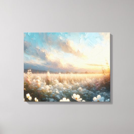 Toile Fleurs blanches sous un beau ciel (Recto)
