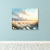 Toile Fleurs blanches sous un beau ciel (Insitu (Plancher de Bois))