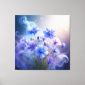 Toile Fleurs bleues délicates avec une brume éthérée (Recto)