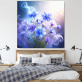 Toile Fleurs bleues délicates avec une brume éthérée (Insitu(Chambre))