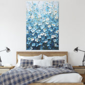 Toile Fleurs Bleues et Blanches avec Abstrait à Dégradé (Insitu(Chambre))