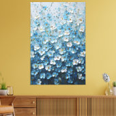 Toile Fleurs Bleues et Blanches avec Abstrait à Dégradé (Insitu(Salon))