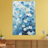 Toile Fleurs bleues et blanches sur fond abstrait bleu c (Insitu(Salon))