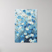 Toile Fleurs bleues et blanches sur fond abstrait bleu c (Recto)