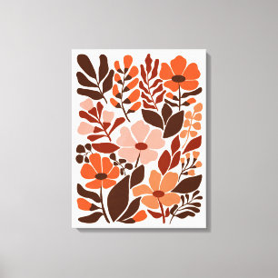 Toile Fleurs Bohèmes du Milieu du Siècle Tons Terreux