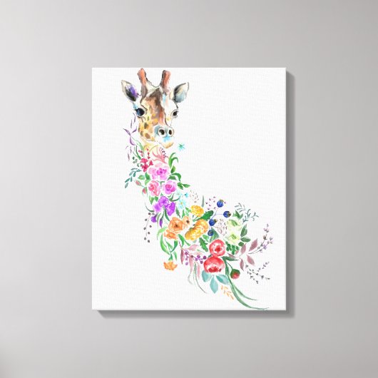 Toile Fleurs colorées Bouquet Giraffe Canvas Imprimer (Recto)