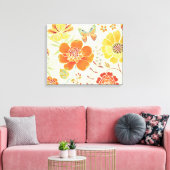 Toile Fleurs colorées et papillons (Insitu(Salon))